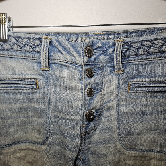 American Eagle Boho Artist Low-Rise Distressed Blue Jeans - Picture 5 of 9
